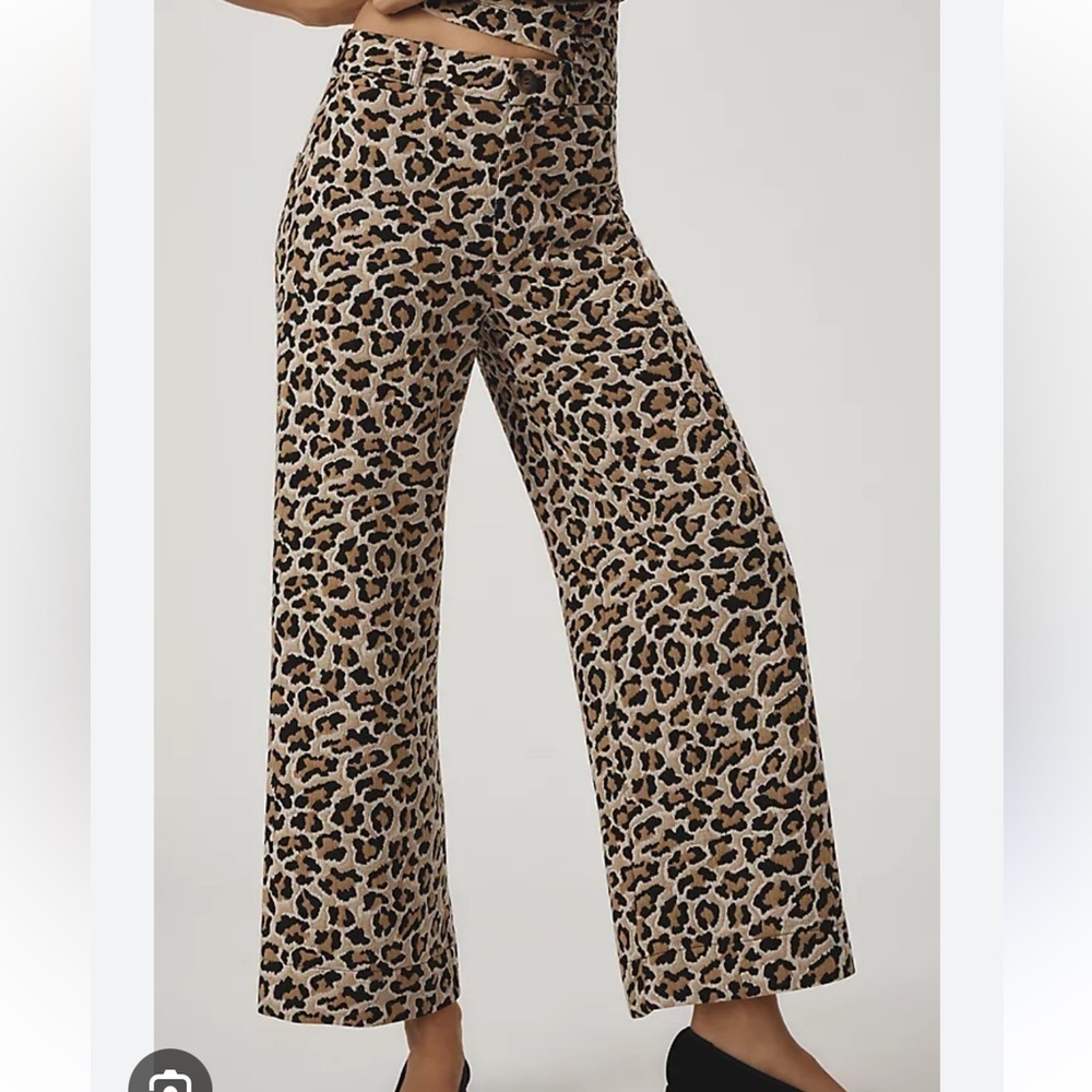 Anthropologie Maeve The Ettie Leopard Print Wide-Leg Pants New with Tags 29,27 - Picture 1 of 8